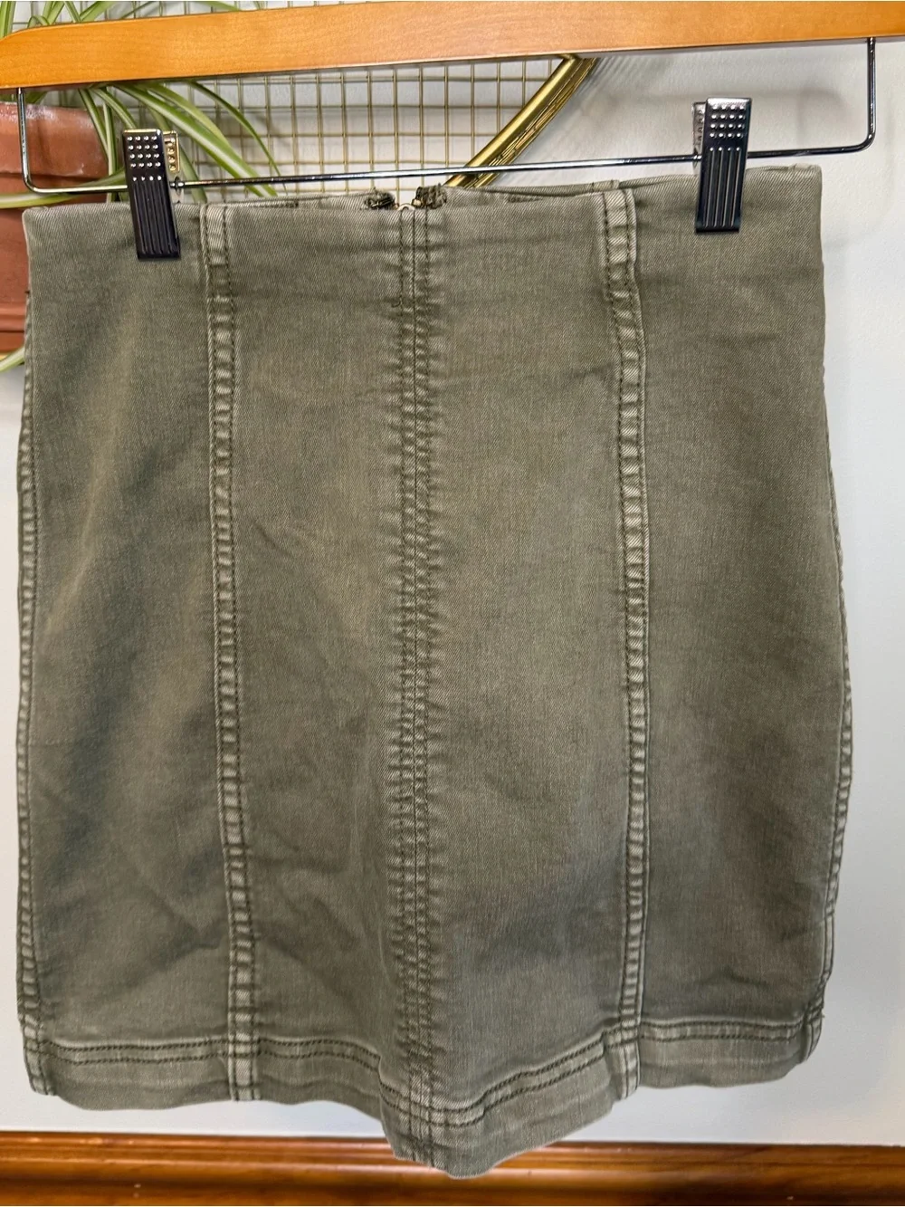 Free People Olive Green Panel Mini Skirt